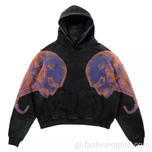 Streetwear γαλλικό terry vintage πλυμένο hoodie